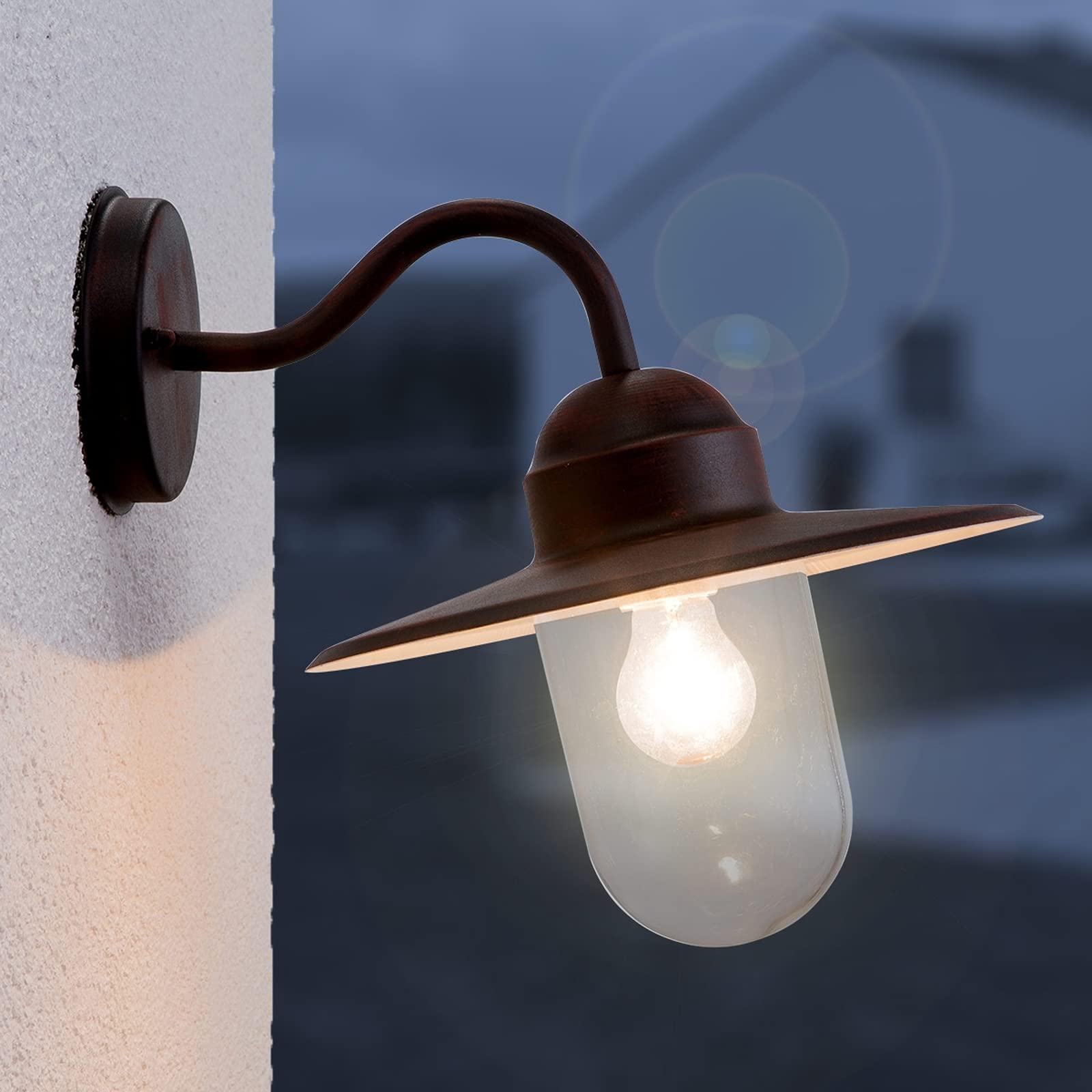 – Lindby Outdoor Wall Light Filip dimmable (Modern) in Brown Made of Metal (1 Light Source, E27) from wall lamp for Exterior/Interior Walls House Terrace und Balcony