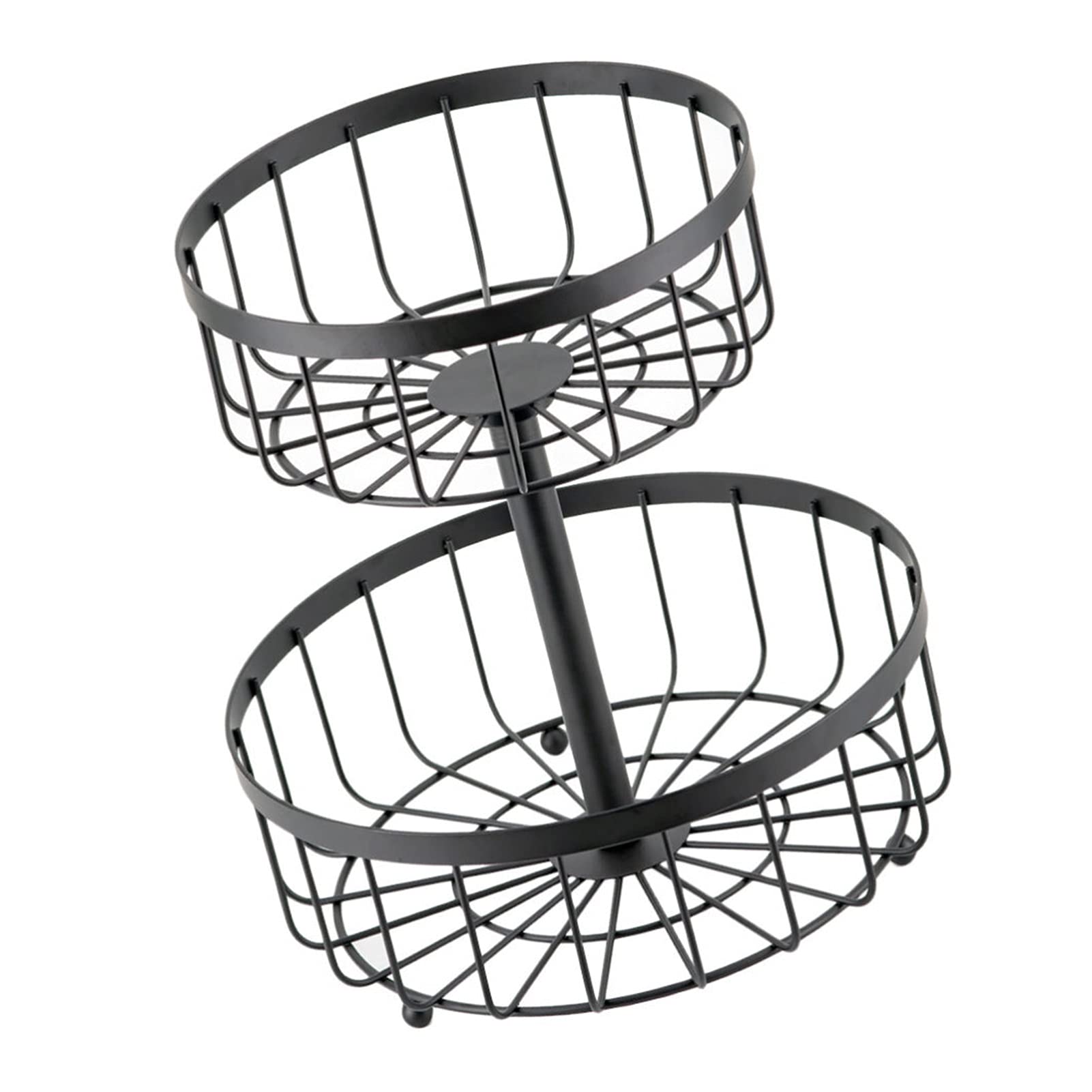ADSFV Fruit Stand Organizer Storage Container 1pc Two Tiers Iron Fruit Basket 0519 (Color : Black)