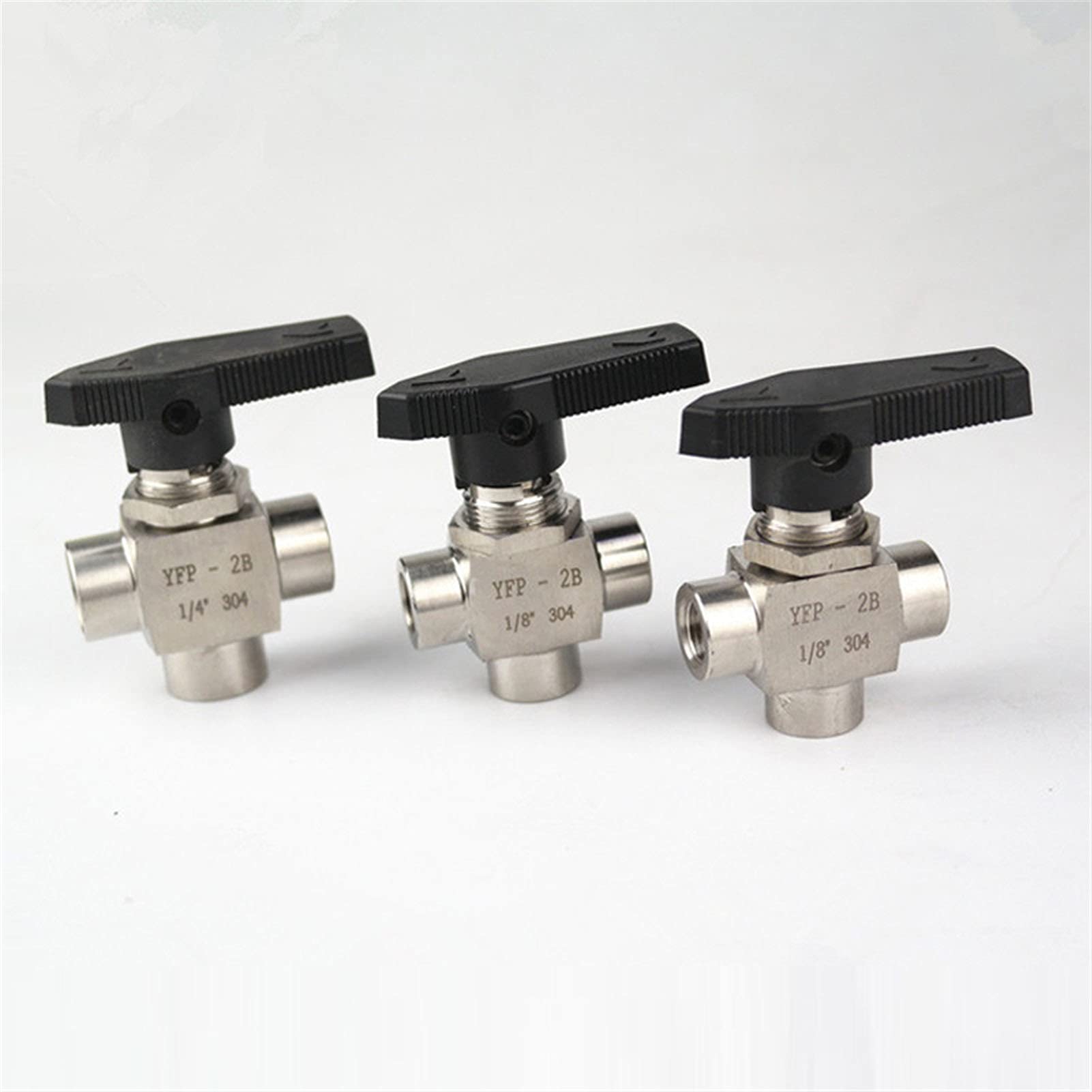 Válvula de Bola Tres vías con Rosca Hembra G 3/8 Pulgadas DN6 Acero Inoxidable 304, válvula 3 Alta presión y Temperatura, útil
