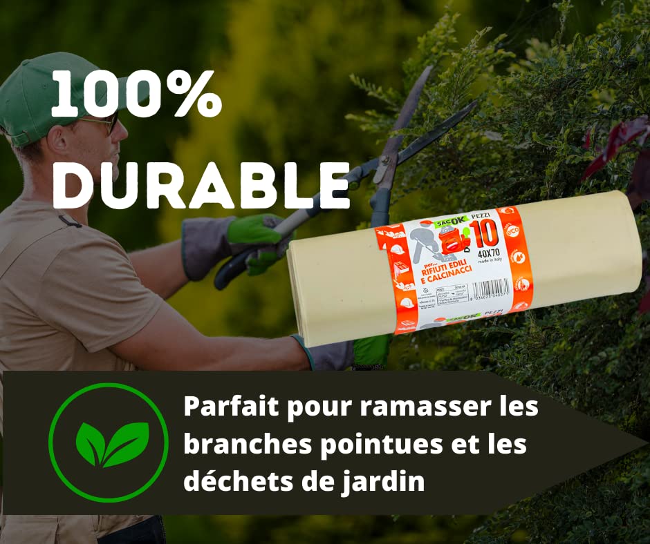 15 Sacs à Gravats HOOPOE 60x100cm - Polypropylène Résistant - Pour Chantier, Jardinage, Déchets