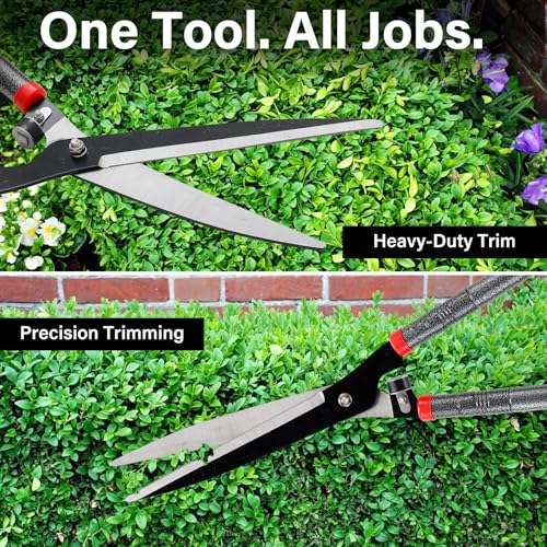 31 inch Hedge Shears Clippers - Self-Sharpening High Carbon Steel Blades, 15" Wide-Cut for Faster Trimming, Long Reach & Ergonomic Grip for Effortless Cutting Trimming of Hedges, Shrubs, Bushes by CALCHELE - Image 7