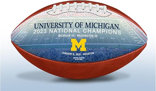 Miniatura 5 de University of Michigan Wolverines 2023-24 National Championship - Marco de matrícula dorado anodizado cromado de larga duración de la NCAA, muestra