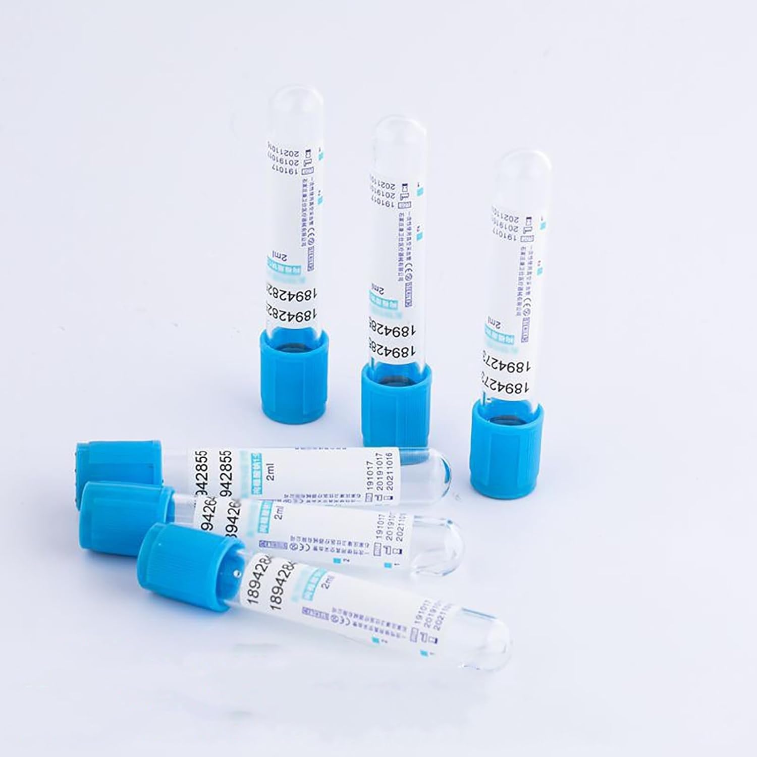 Genérico 100 Piezas De Tubos De RecoleccióN De Sangre Al VacíO, Tubos De PresióN Negativa Al VacíO Desechables, Tubos De RecoleccióN De Sangre con AnticoagulacióN con Citrato De Sodio 1:9,10ml