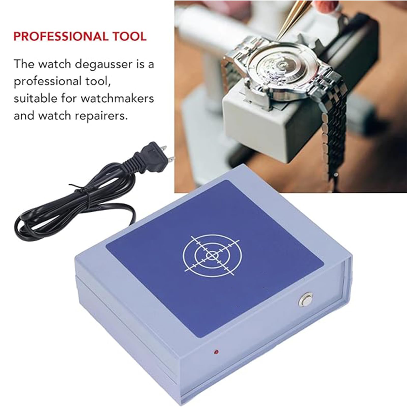 Smagnetizzatore per Orologi, Strumento Smagnetizzatore Compatto, per La Riparazione Professionale di Orologi Elettrici, in Materiale ABS, per Orologiai E Riparatori