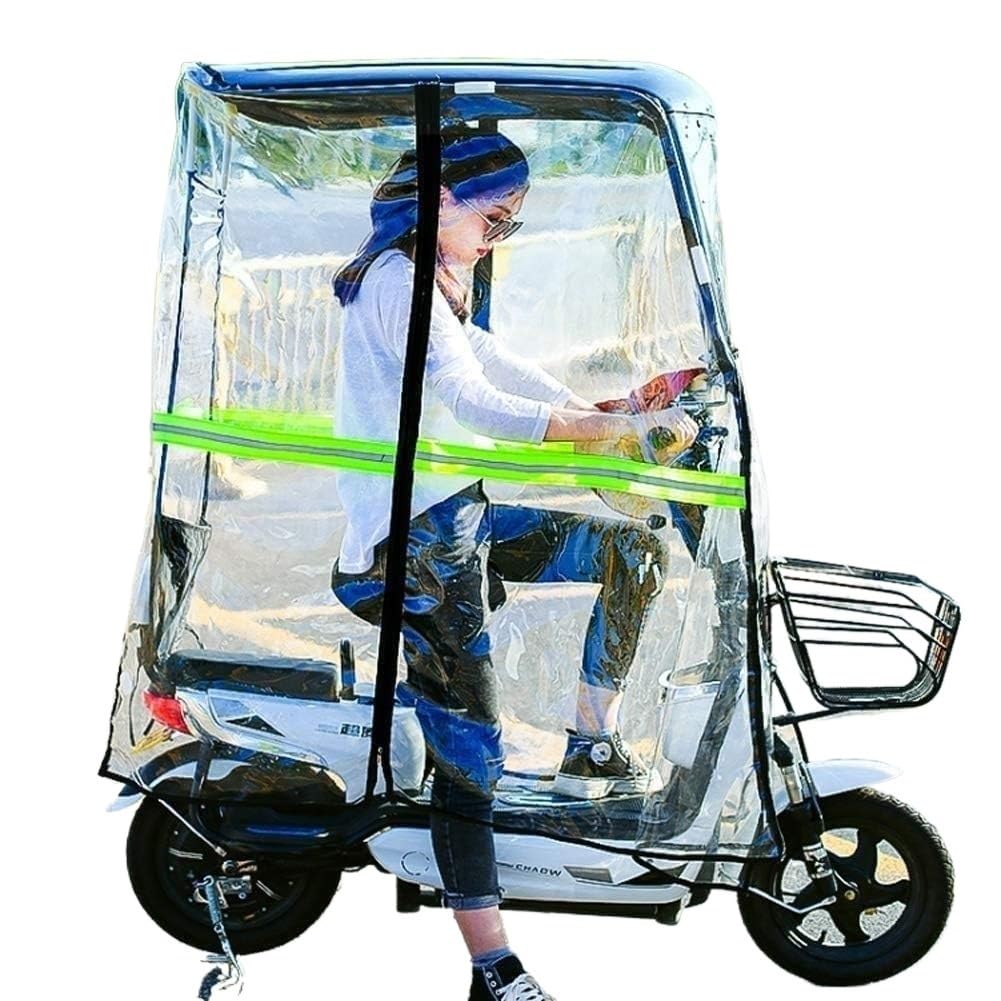 Peleryna przeciwdeszczowa na skuter mobilny Osłona przeciwsłoneczna na pojazd elektryczny z odblaskowymi paskami, kieszonkowa, wielokolorowa, wiele opcji(Schwarz,No Rearviewmirror)