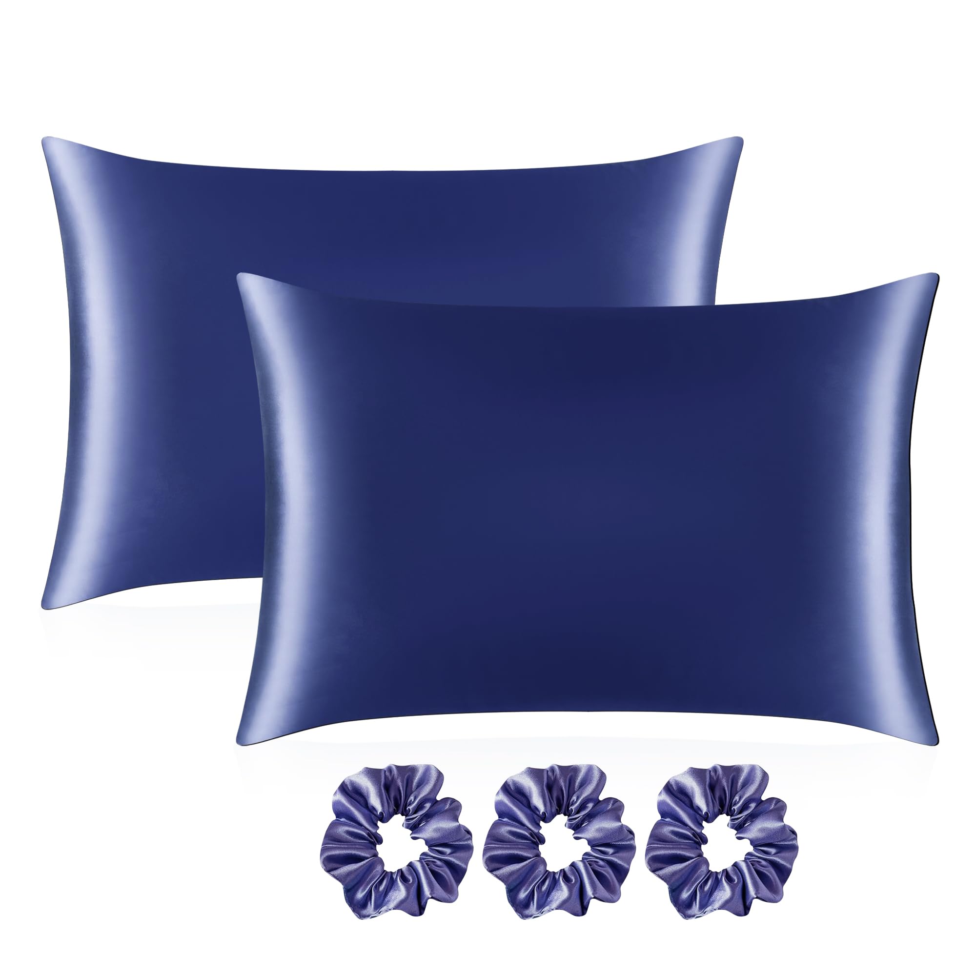 Satin Silk Pillow Cover Set with Scrunchies -15 Satin Silk Pillow Cover Set with Scrunchies -15