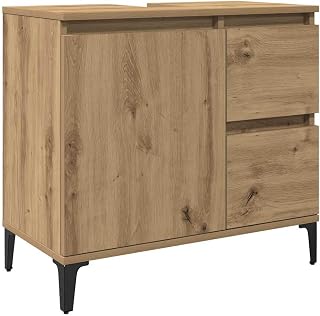 vidaXL Waschbeckenunterschrank, Waschtischunterschrank mit Stauraum, Unterschrank Metallbeine für Badezimmer, Badschrank Badezimmerschrank, Artisan-Eiche Holzwerkstoff