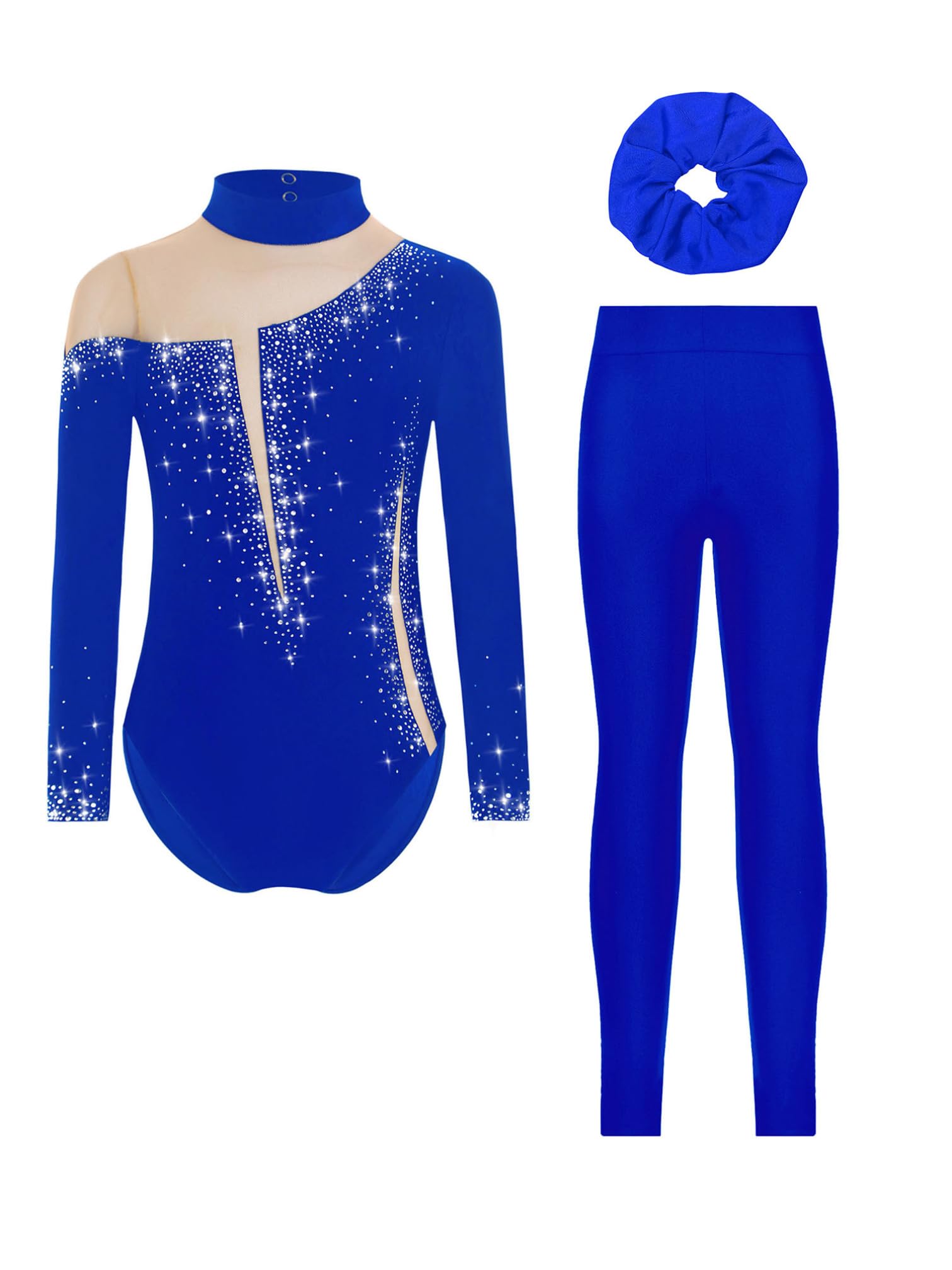 MSemis Body Ginnastica Artistica Bambina con Leggings Lunghi e Fascia Balletto Leotards Body Danza Classica Jumpsuit Tutina Tuta da Pattinaggio Artistico Dancewear