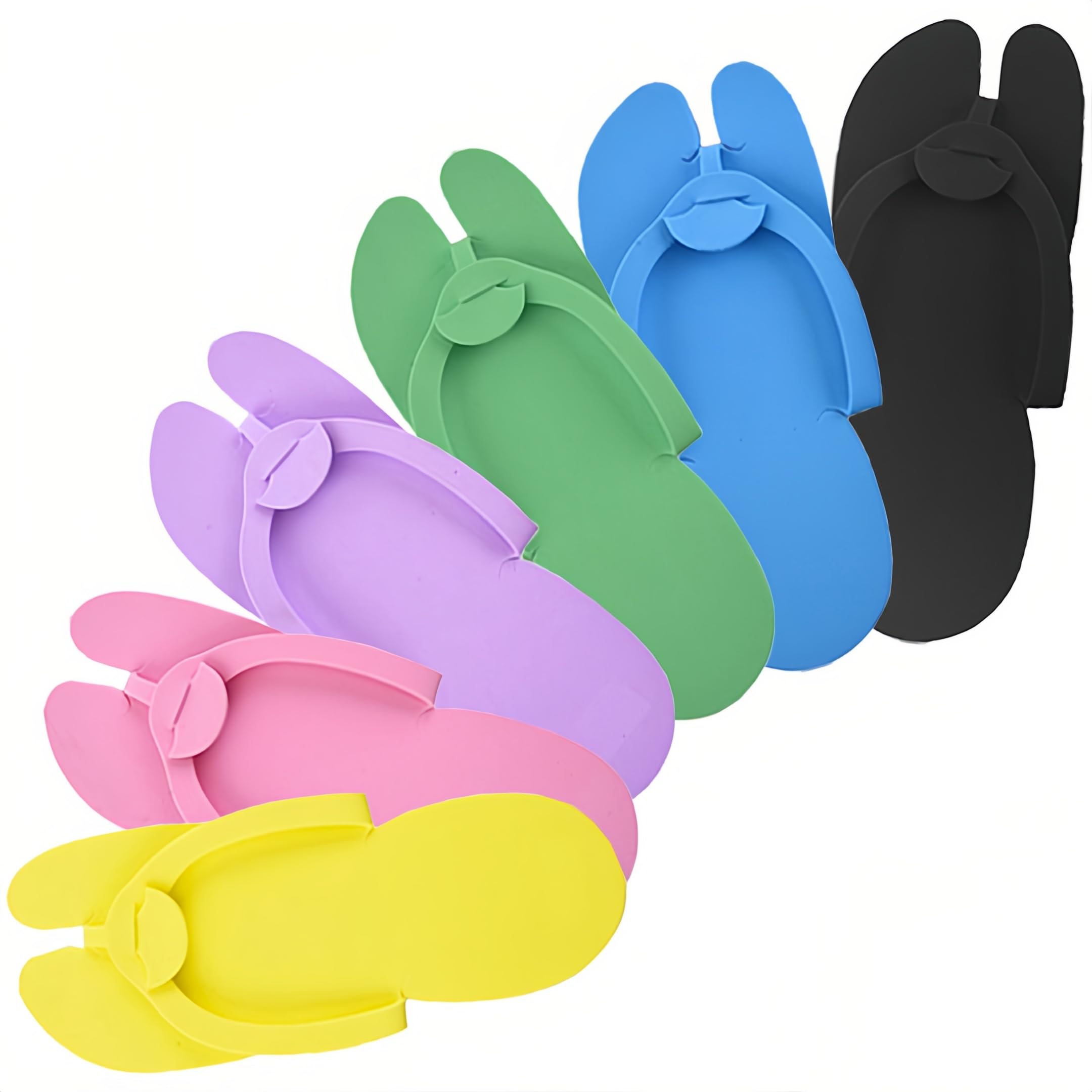 6 Pairs Disposable Foam Pedicure Slippers, Multi Color Bulk Pack for Nail Salons Guests and Spas
