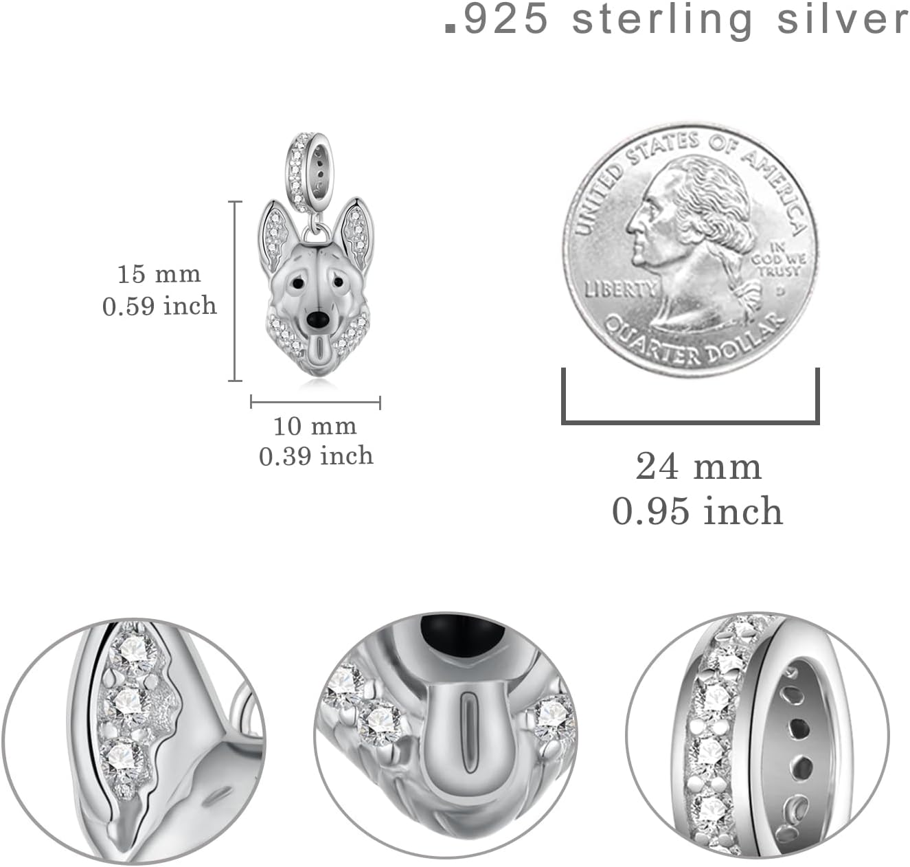 German Shepherd Gifts 925 Sterling Silver Dog Charms German Shepherd Jewelry Cute Stuff for Women German Shepherd Lover