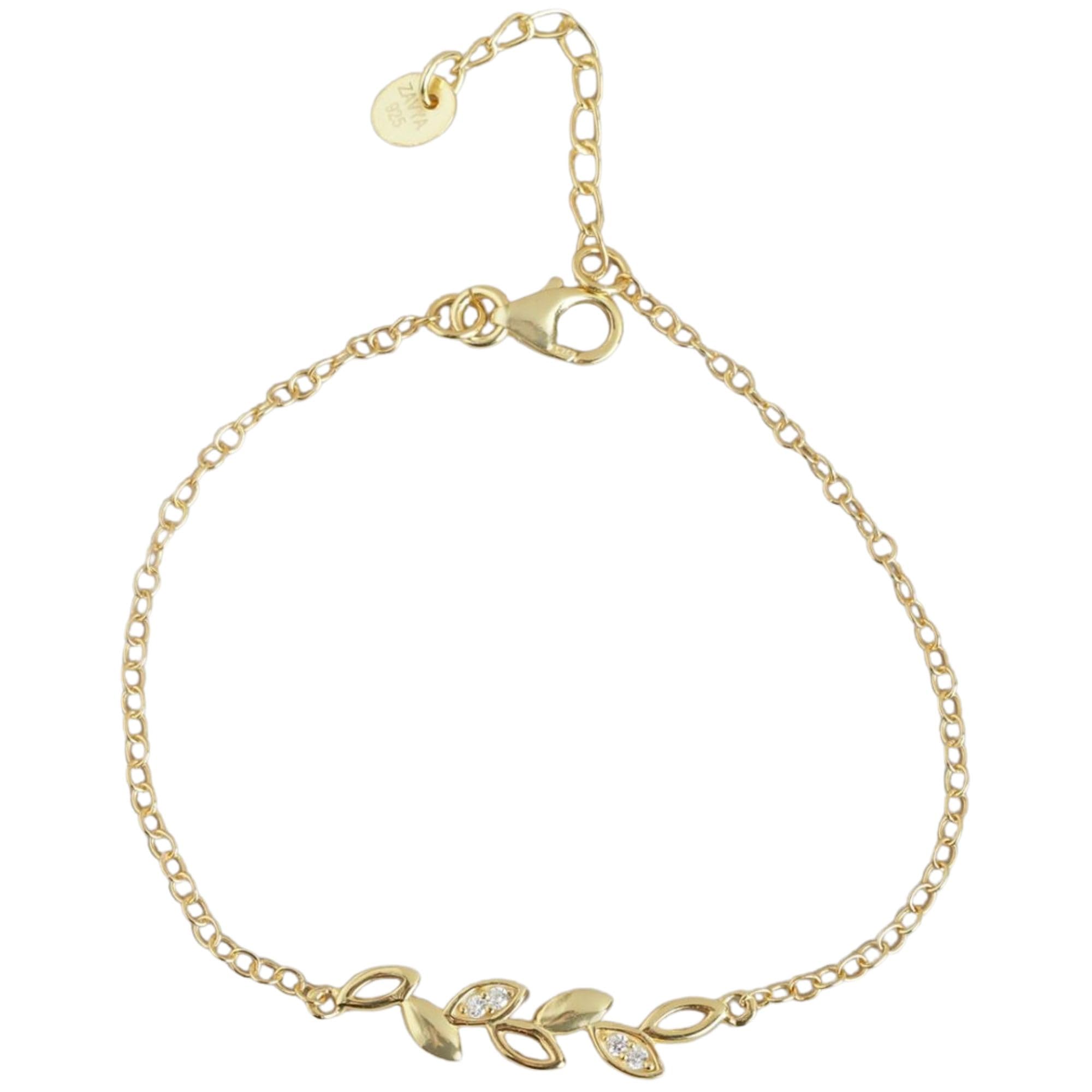 ZAVYA 925 Sterling Silver Cubic Zirconia Leaf Gold Plating Chain Bracelet | | Gift for Women and Girls | With Certificate of Authenticity and 925 Hallmark (B0CKBVNZW6) Amazon Price History, Amazon Price Tracker