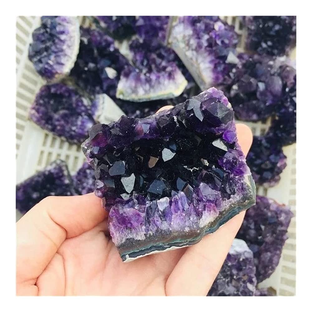 Púrpura Feng Shui Natural Amatista Cristal Cuarzo Drusy Geoda Racimo Piedra Decoración Adorno Hogar Brillo Natural (1PC 40g_55g)