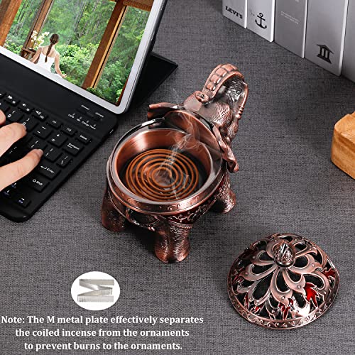 Sogyupk Elephant Incense Burner With Lid,Metal Incense Holder Office/Home/Bathroom Vintage Incense Burner Decorative Ornaments,Handmade Incense Burner Gift For Meditation Yoga Lovers(Red) #TOP1