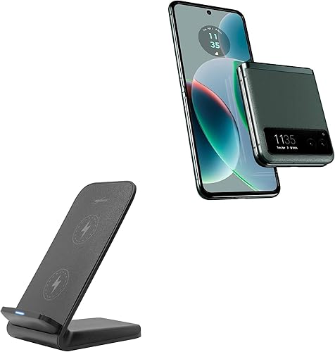 BoxWave Cargador compatible con Motorola razr (2023) - Soporte inalámbrico de carga rápida (15 W), carga inalámbrica Qi de visualización de