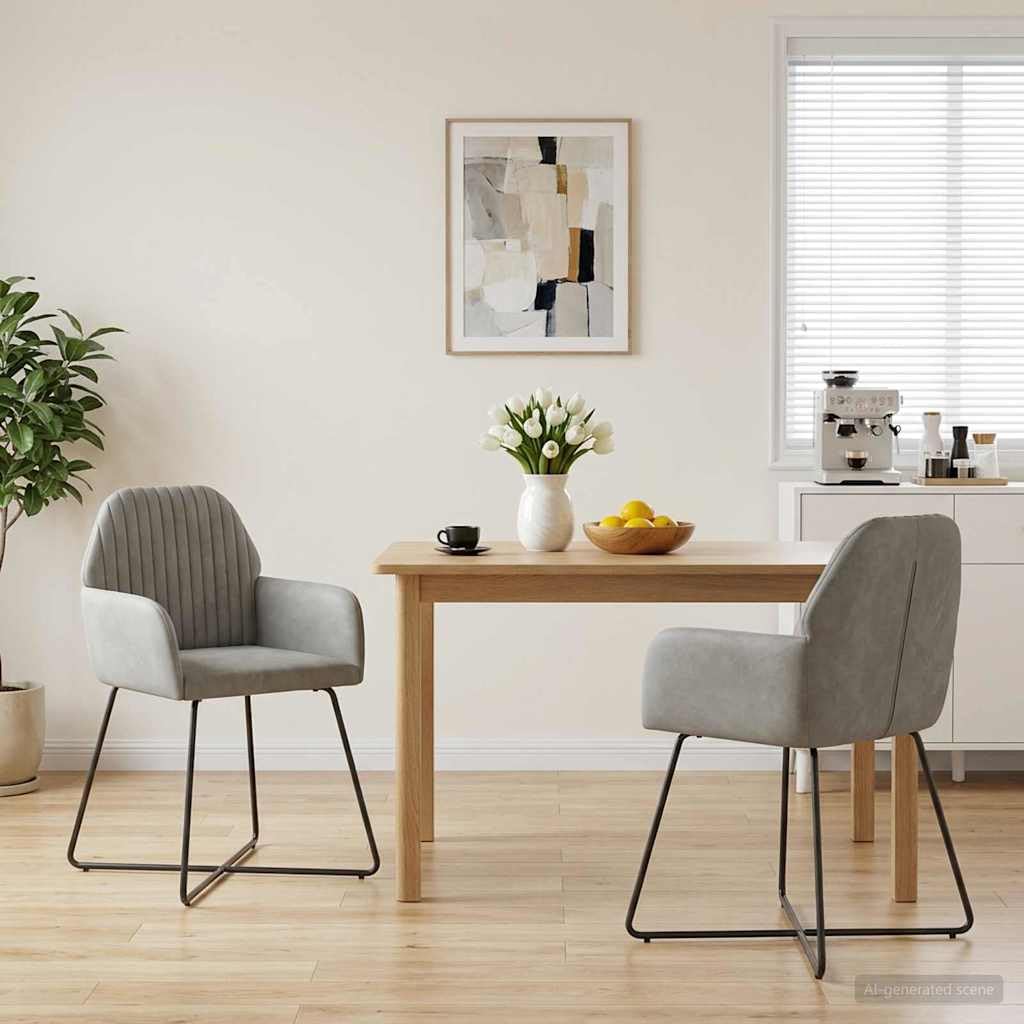 Set di 2 sedie da pranzo in velluto grigio chiaro con imbottitura, design ergonomico, struttura in metallo stabile, comoda seduta imbottita, ideali per cucina, sala da pranzo, ristorante e