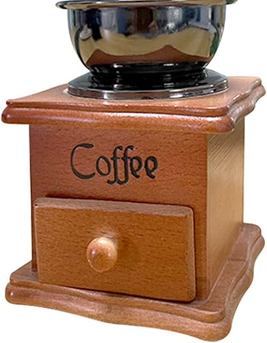 Miniatura 8 de Topyond Molinillo de café manual portátil con manivela con movimiento de cerámica para el hogar, molinillo de mano de madera retro italiano para