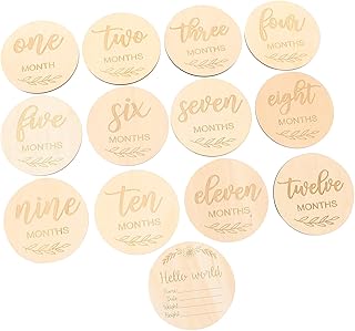 Abaodam 13 Pçs Sessão De Fotos De Bebê Lascas De Madeira Presentes De Menino Recém-Nascido Presentes Infantis Discos De Marco Mensal De Bebê Adereços De Fotografia Mensal Cartões De Mês