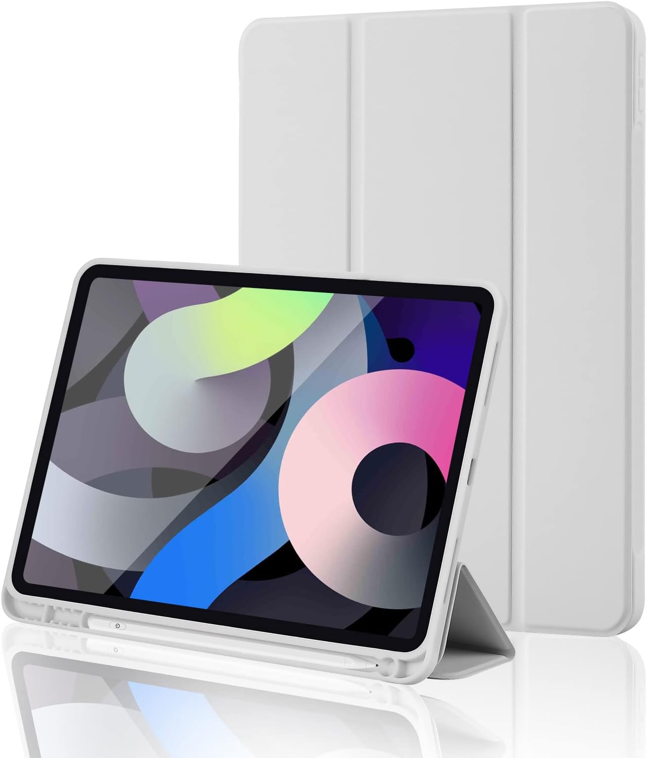 iPad (A16) 11th Generation Case 11 Inch 2025, iPad 10th Generation Case 2022 10.9 Inch with Pencil Holder, Soft TPU Back Slim Smart Protective Trifold Stand Cover, Auto Wake/Sleep, Gray