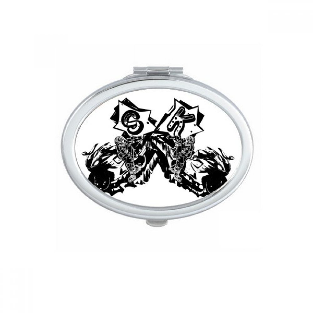 Miroir de poche à la main avec motif moto noire le cadeau mignon et multicolore