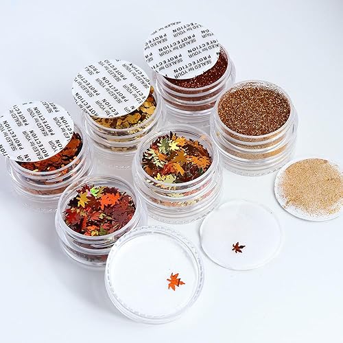 Miniatura 9 de Decoración de uñas de otoño dorada, con purpurina y hojas de arce, accesorios de decoración de uñas de hojas de arce 3D, diseños profesionales de