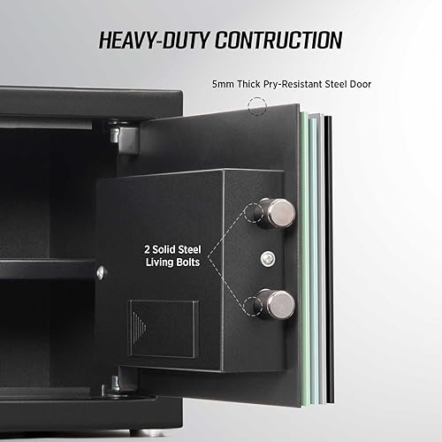 Miniatura 4 de Caja fuerte de seguridad para el hogar, caja fuerte, 1.3 unidades con teclado digital y llaves, caja fuerte para dinero en efectivo, hogar,