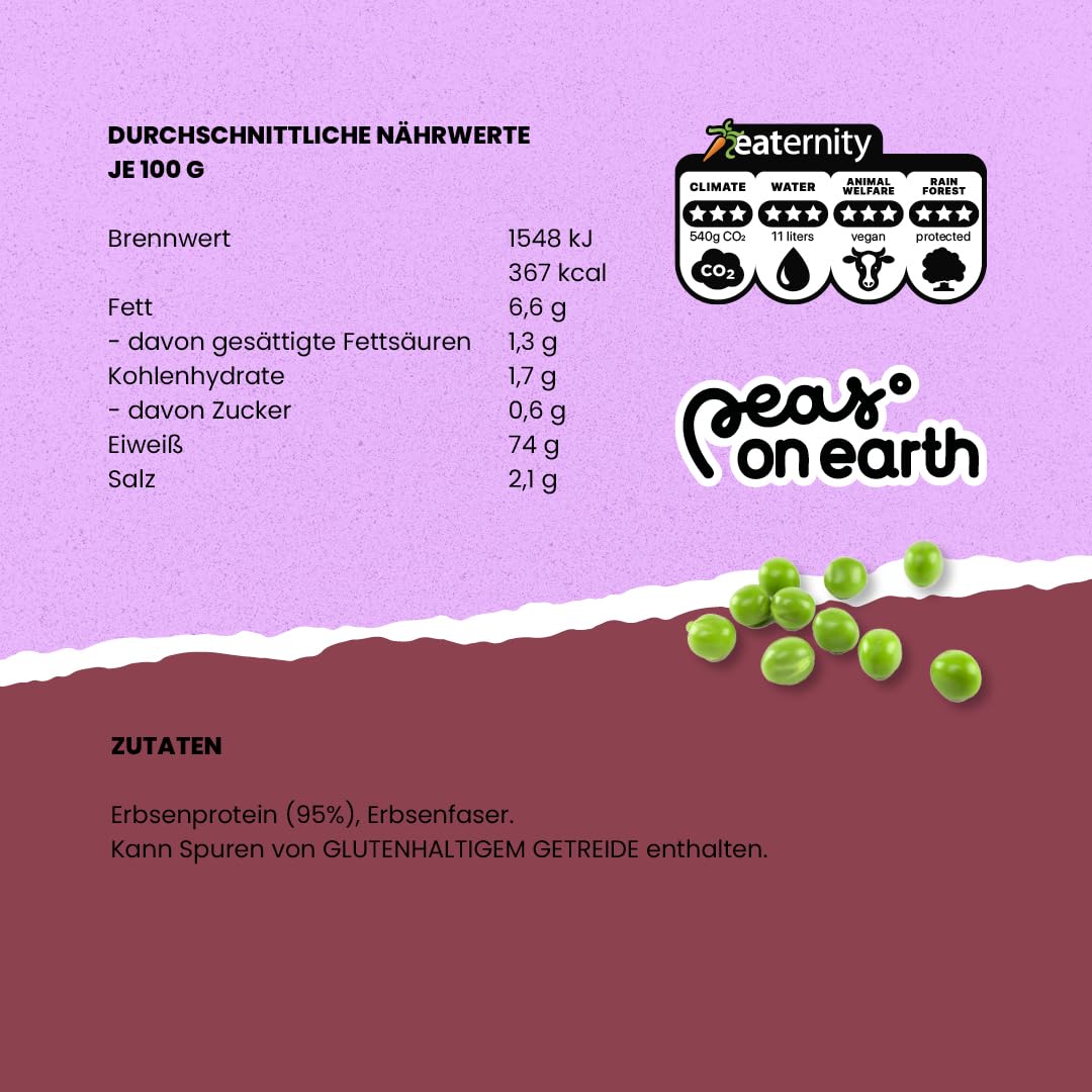 Veganz Peas on Earth Erbsen-Steaks 1kg | vegane Steak-Alternative | ca. 30 Stück | proteinreich