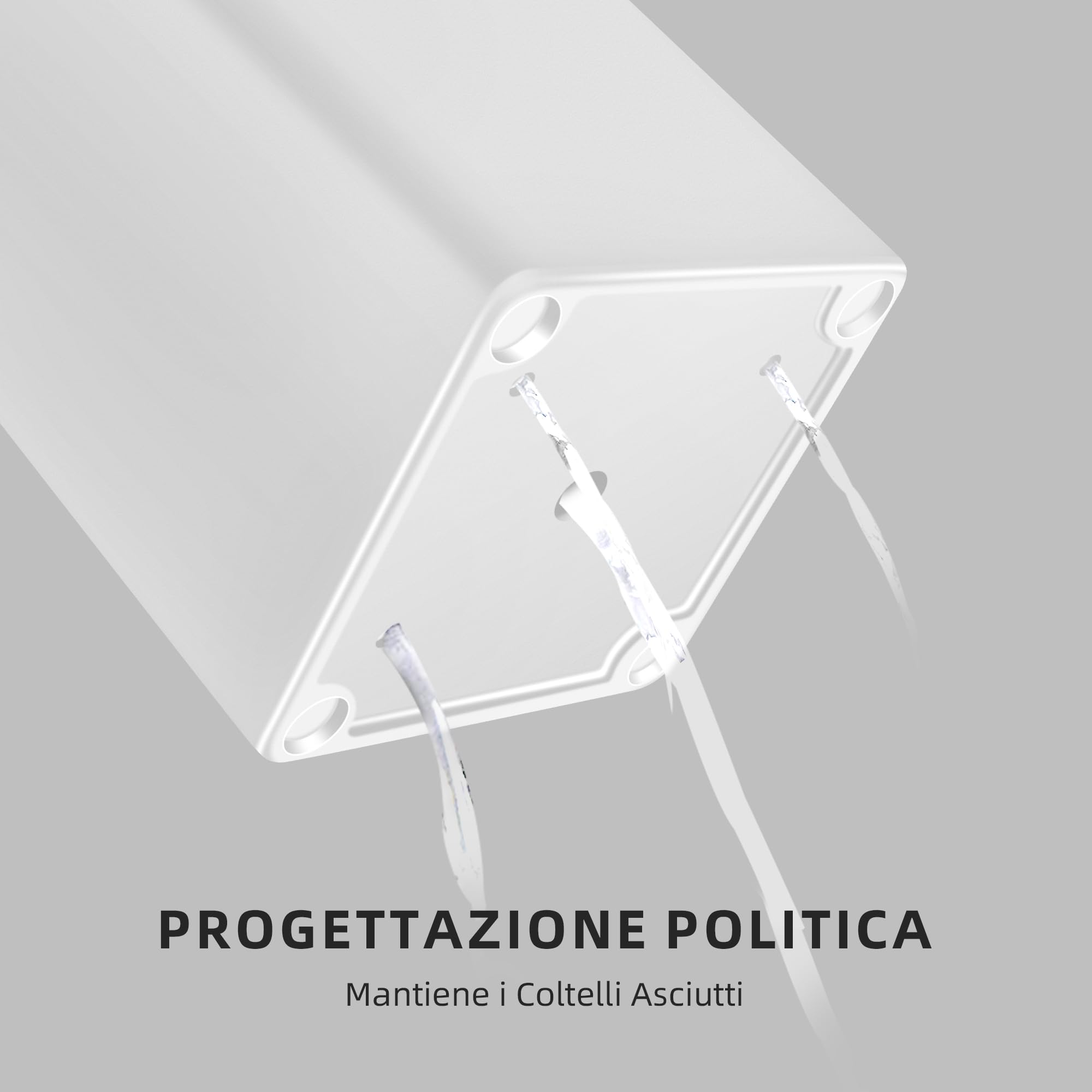Cheerhom Ceppo Portacoltelli Vuoto Piazza, Universale Ceppo Portacoltelli Senza Coltelli, Porta Coltelli Bianco con Stecche Flessibili, Ceppo Coltelli da Cucina per 5-8 Coltellis, 22 x 9.5 x 9.5 cm