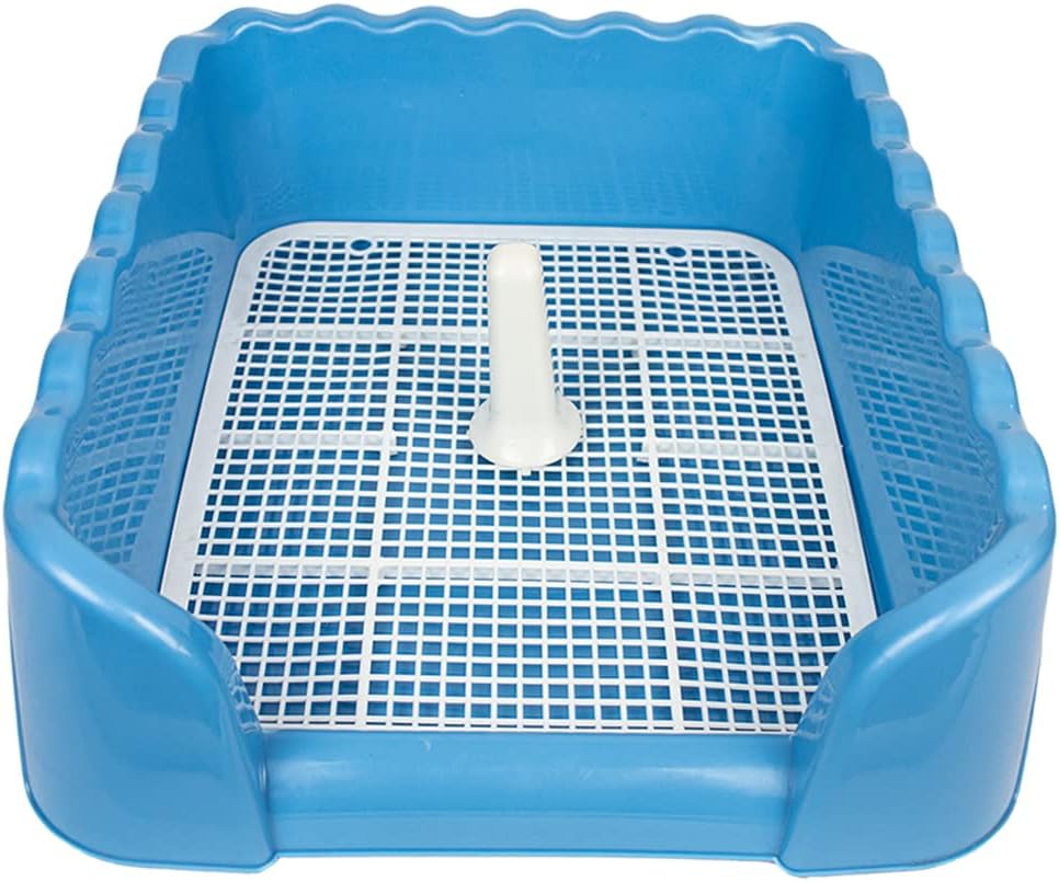 LYTIO Dog Training Indoor Blue Potty Tray Small Puppy Toilet with Removable Post and Walls Security Frame Easy to Clean (Blue) : LYTIO : Pet Supplies