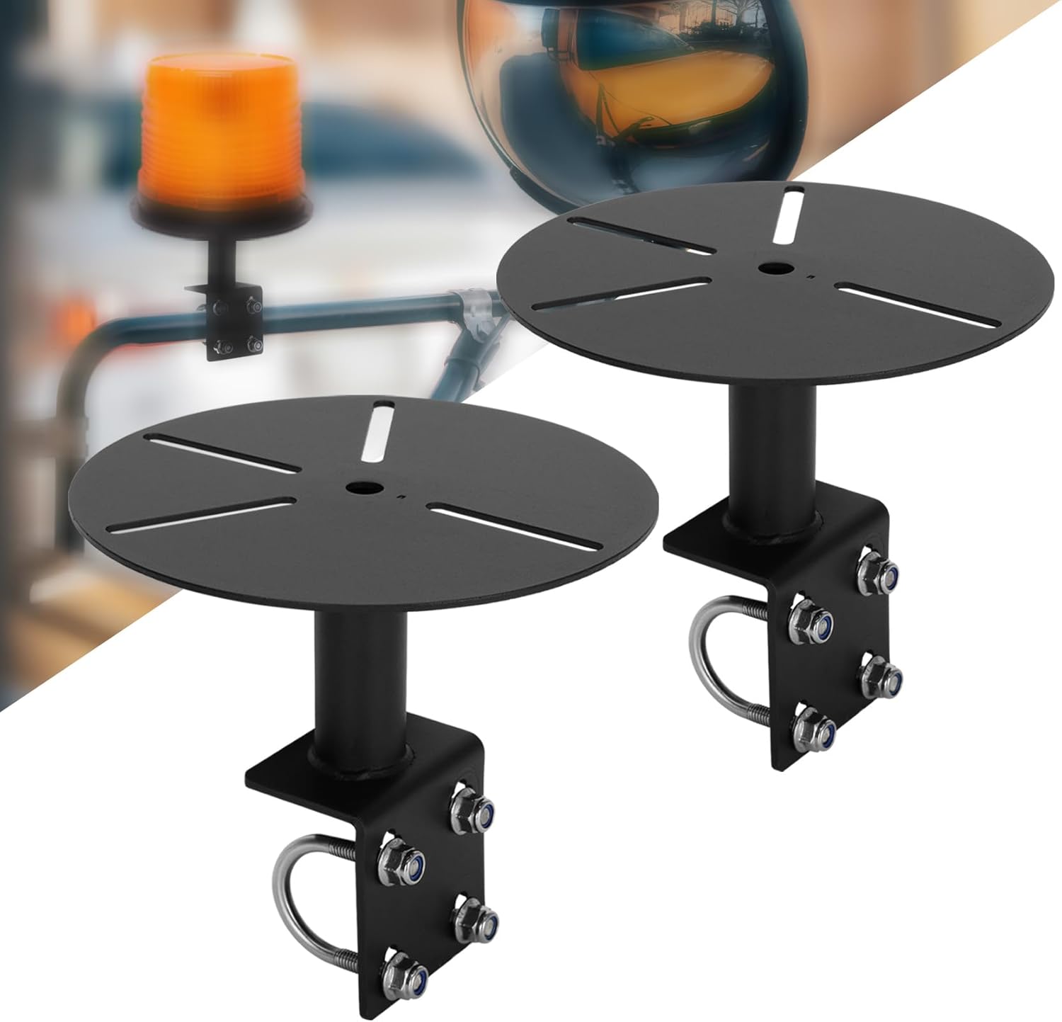 6 inch Diameter Strobe Beacon Mounting Bracket (2PCS) for Trucks, Magnetic Beacon Mounting Bracket, Support Bolt-on Mounting Strobe Beacon Brackets