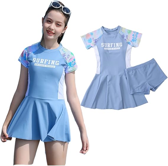 Amazon Sujpjheed 水着 ラッシュガード ガールズ 女の子 キッズ 子供用 セパレート 水着 上下セット 春夏秋 Uvカット 紫外線対策 日焼け防止 水泳 海水浴 上下2点セット 水着 通販