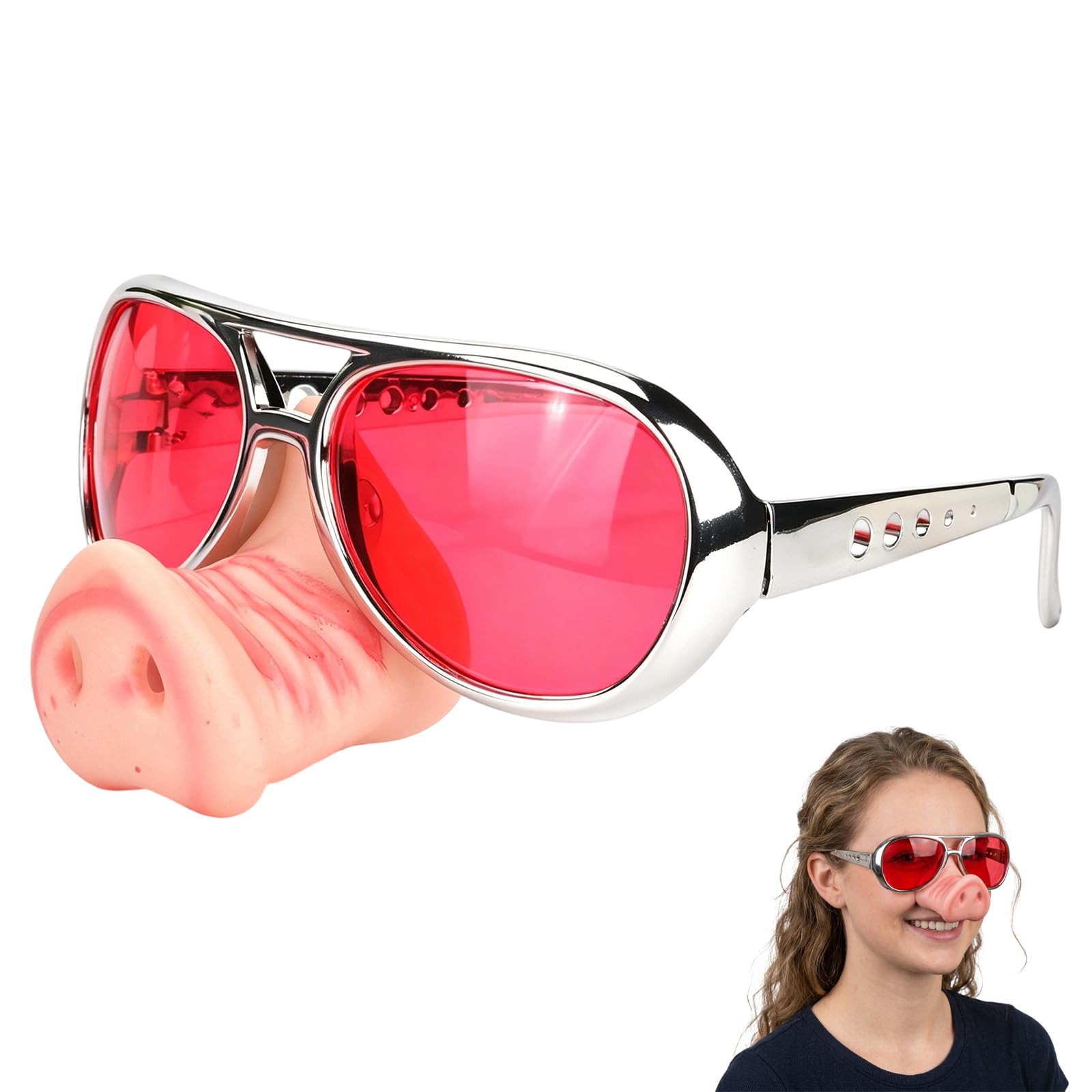 EujRcf Pig Nose Party Glasses, Party Sunglasses Silly Glasses, Funny Novelty Party Glasses, Pig Nose Design for Costume Events, Silly Glasses for Birthday Masquerade Bachelor Party(Pink)