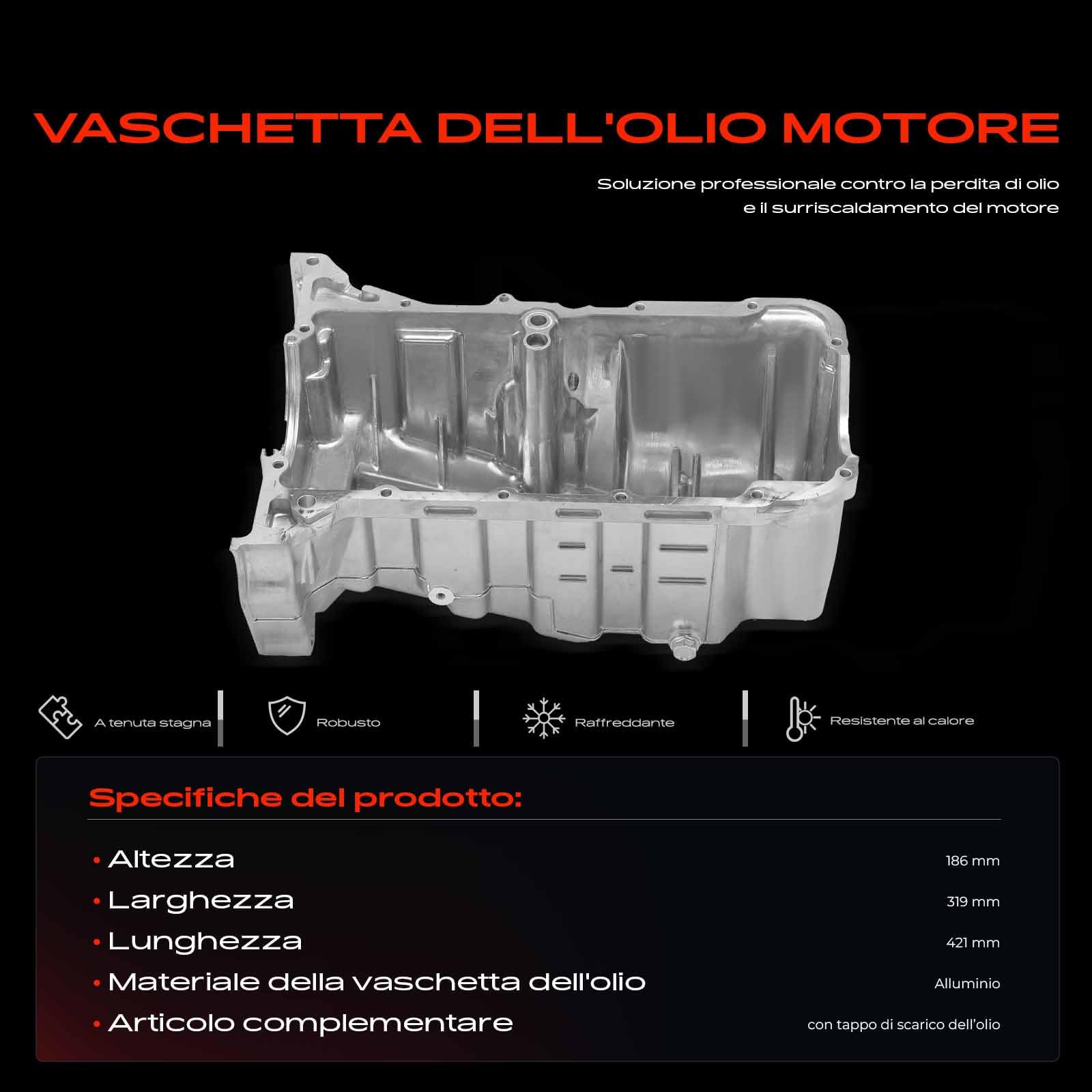 Frankberg Coppa dell'olio con tappo di scarico dell'olio 11200PWA020 | Compatibile con: J.a.z.z II GD GE2 GE3,Civic VIII Hatchback FK FN
