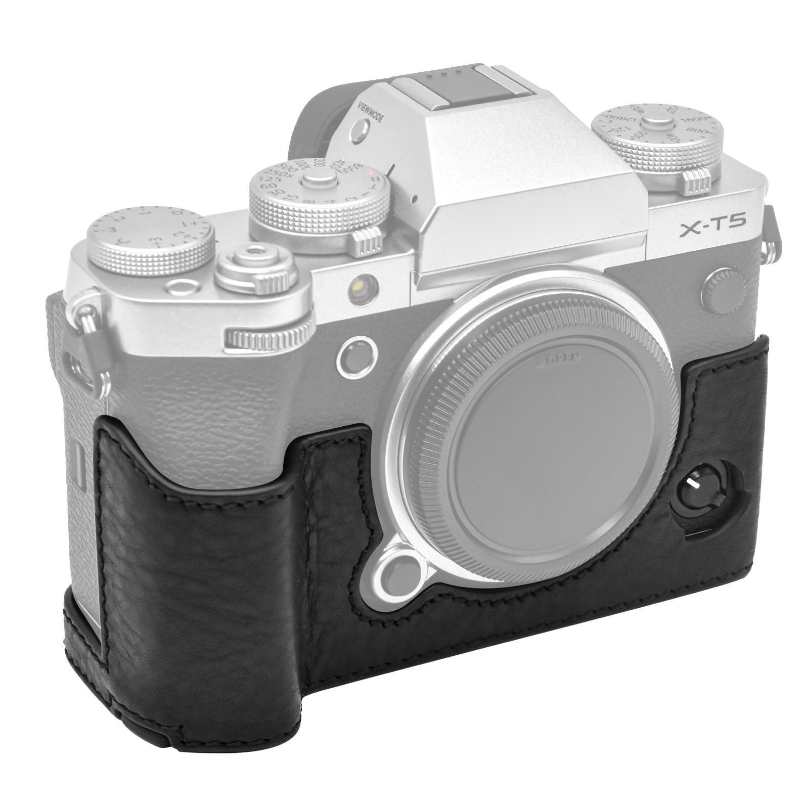 MUZIRI KINOKOO Fuji XT5 Case, Protective Case Compatible for Fujifilm X-T5/Fuji X-T5 Camera - Genuine Leather Half-Body Bottom Case - Black