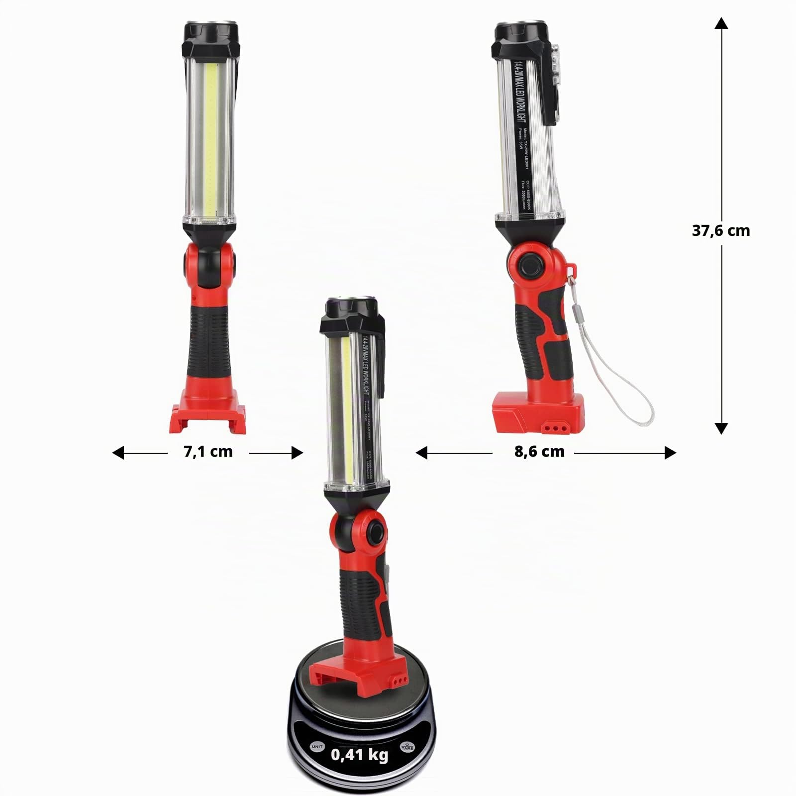 Taingwei Luz de trabajo LED de 2000 lm para batería de litio Milwaukee m18, linterna de 25 W para camping, reparación de automóviles, iluminación de emergencia e iluminación en el lugar de trabajo