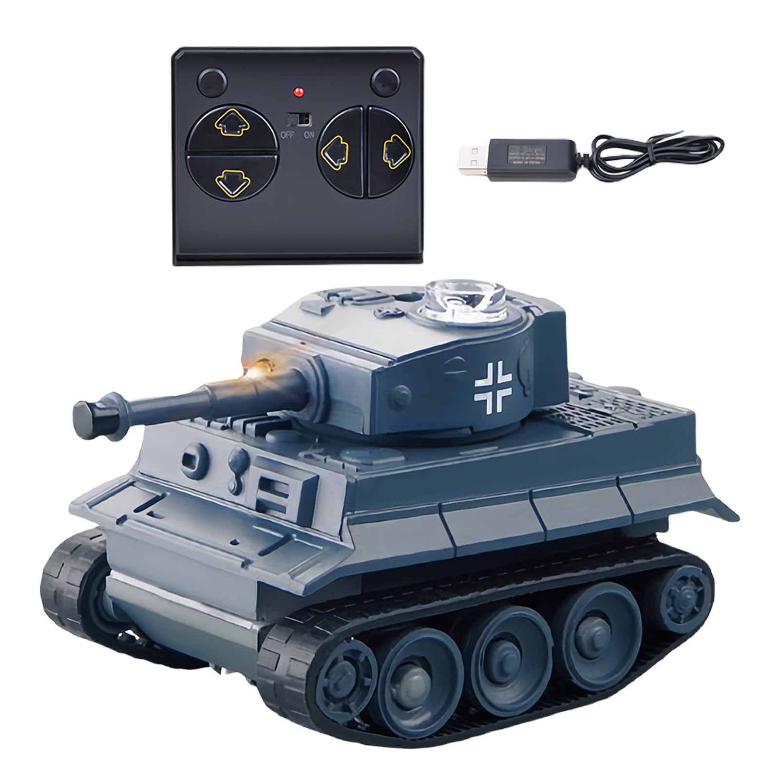 RC Tank, Educational Battle Tank Toy, Mini Remote Control Interactive Vehicle for STEM Learning and Indoor Play in Bedroom Living Room Playroom for Boys Girls Kids Family Game Use 2.68x1.57x1.54in