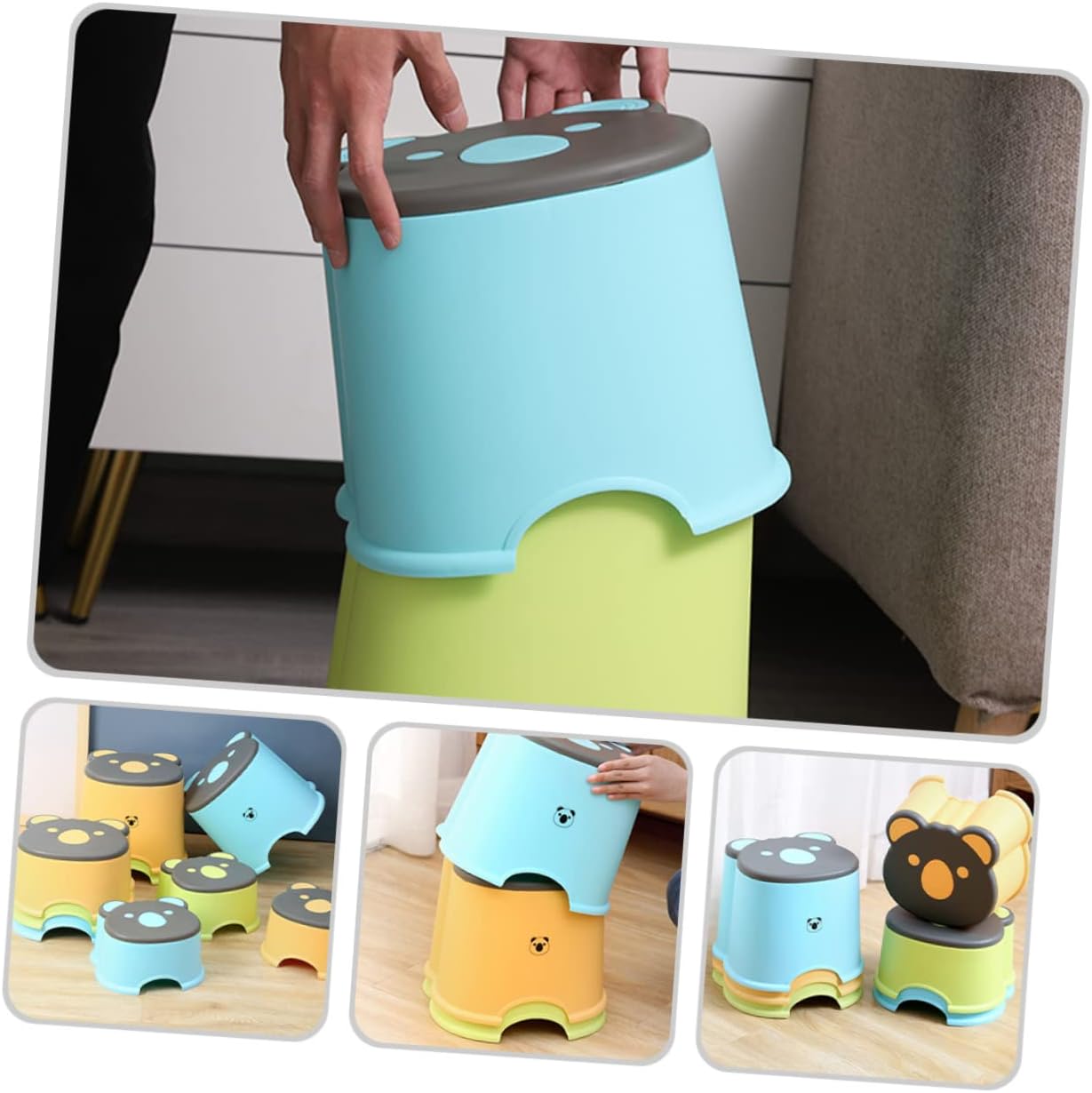 VOSAREA Boy Girl's Stool Low Step Stool for Boys and Girls Plastic Portable Easy to Clean Pad for Stability for Home Decor