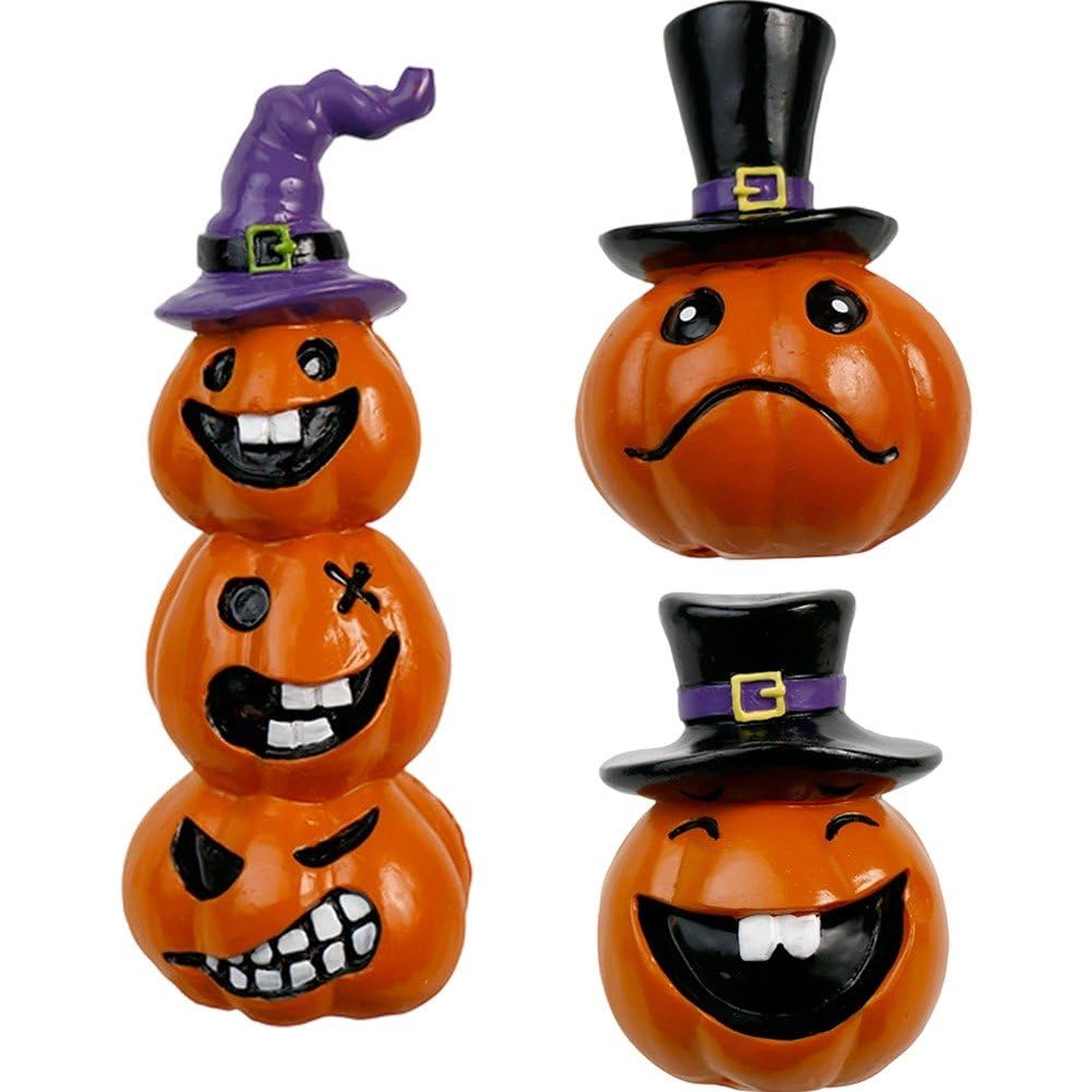 Décoration miniature Halloween ornements uniques citrouille et sorcier en résine