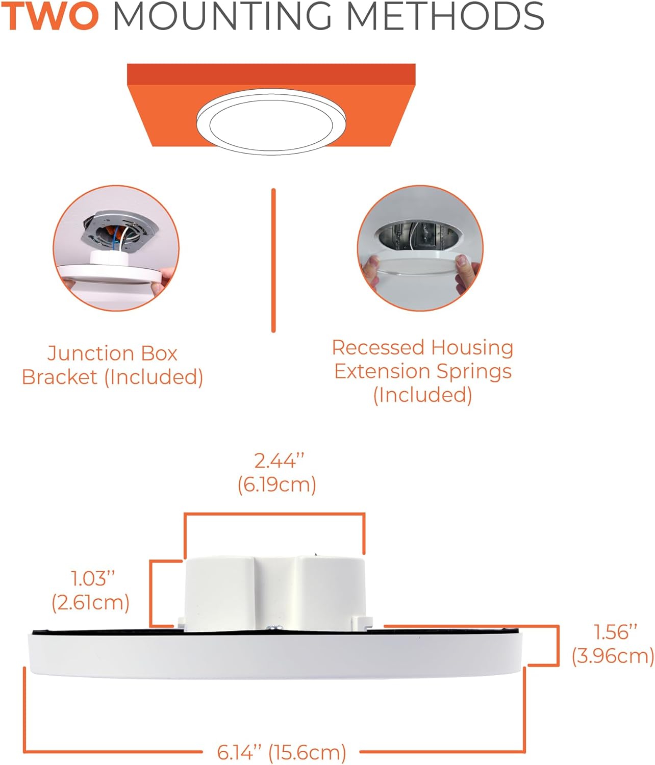 HALO 4 in Round Integrated LED Surface Mount Recessed Downlight Trim 6-Pack, Selectable CCT 2700K-5000K, Wet Rated for Shower and Outdoor Lighting Applications, Energy Star, White - SMD4R07FS5-6PK
