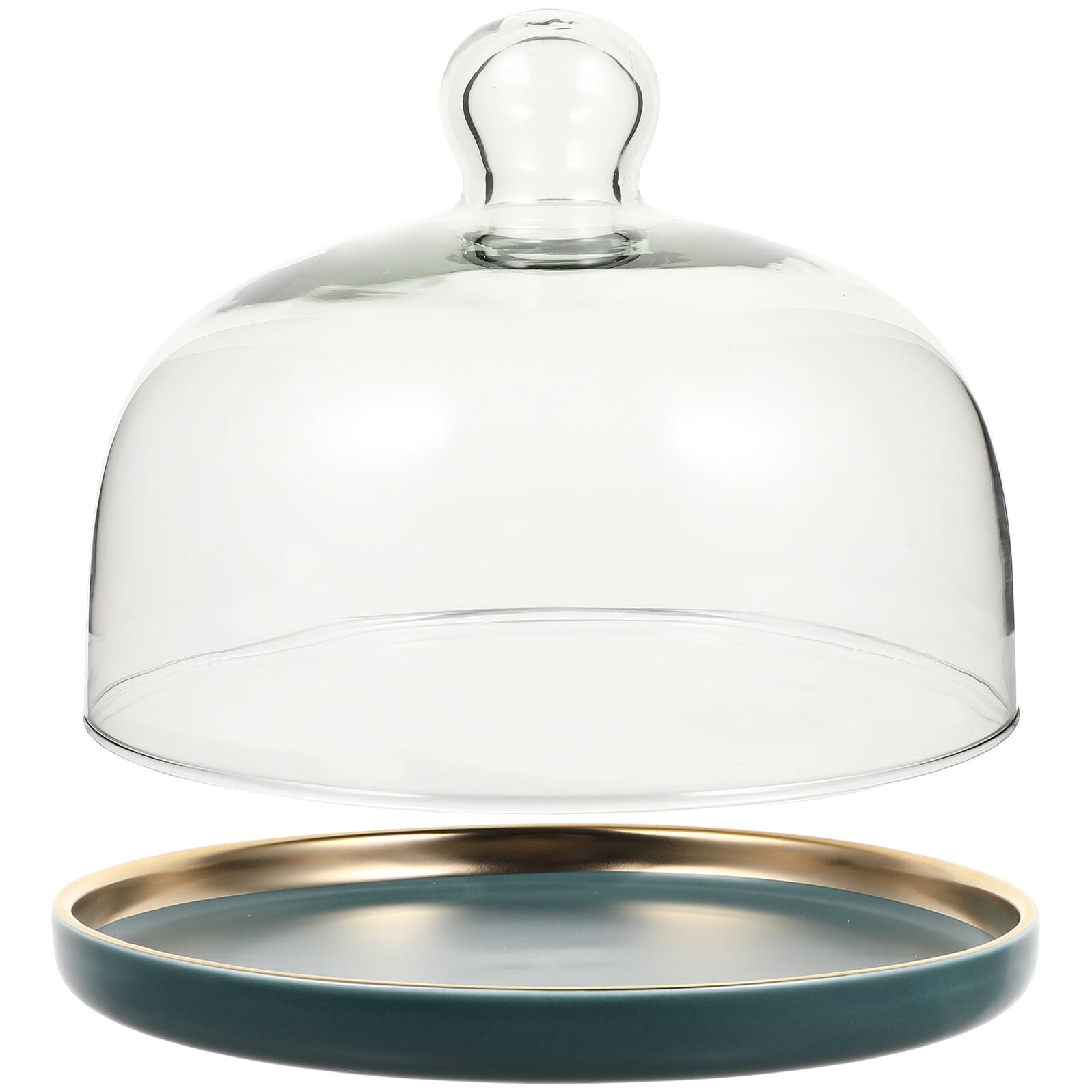Toyvian Kuchenplatte mit Glasdeckel aus Keramik und Glas Einfache Form Stilvolles Design Praktisch zum Aufbewahren und Servieren von Kuchen und Obst