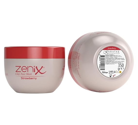 Zenix Clay Face Mask Strawberry 350g Deep Cleansing Pore Purifying Facial Mask Oil Control & Acne Prevention Clay Mask for Oily, Blemished & Combination Skin Spa-Quality Skincare at Home