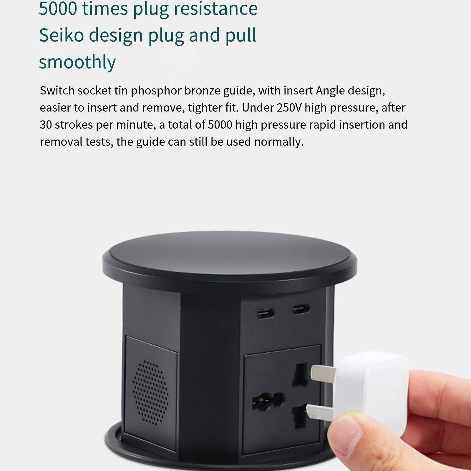Ciabatta pop-up automatica, presa Smart Stealth Lift con ricarica wireless da 15 W e altoparlanti, adatta per scrivanie/scrivanie da ufficio/isole cucina