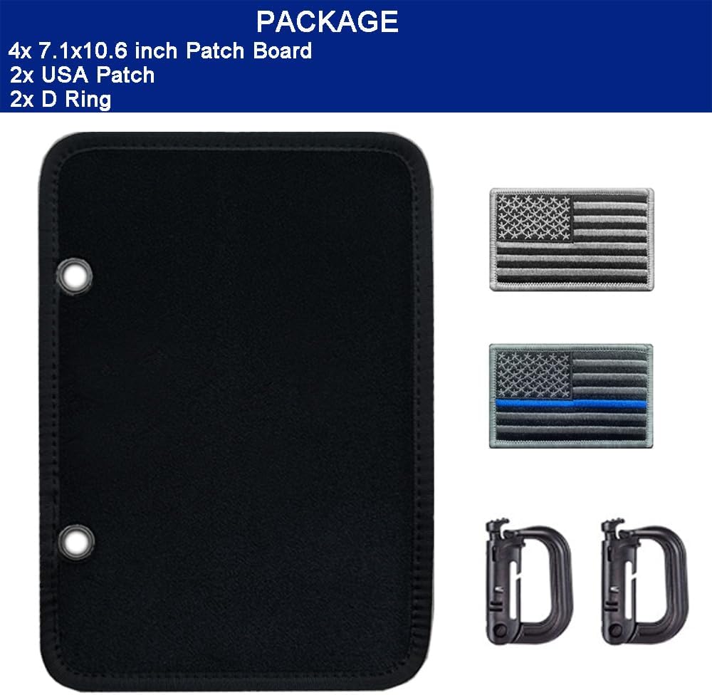 7.1" x 10.6" Tactical Patch Binder, Hook and Loop Patch Collection Book, 4-Page Portable Patches Display Album with Ring Binder Design, for Morale,Military,Flag,Funny Meme Badges Storage
