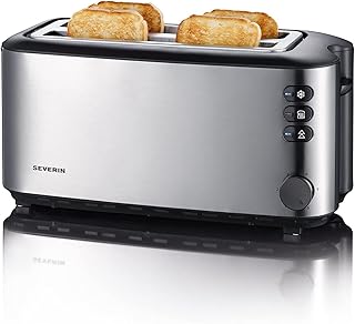 SEVERIN AT 2509 Toaster 4 Slice Maxi 1400W with Grill, Defrost Button and Gilding Adjustment, 4 Slice Toaster, Stainless S…