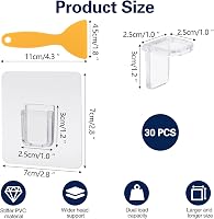 MOERDIFFER 30 db Öntapadós Polctartó Konzol 7x7 cm Átlátszó Polctámasz Fúrás Nélkül Szekrény Polc Tartó Fehér 7
