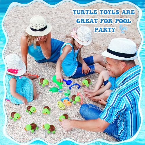 HyDren 24 Pcs Rubber Turtle Duck Glow in The Dark Cute Bulk Mini Squeaky Duck Sea Animal Rubber Toys Floating Bathtub Favors for Sea Carnival Swimming Pool Party Hunting Beach Decor(Green)