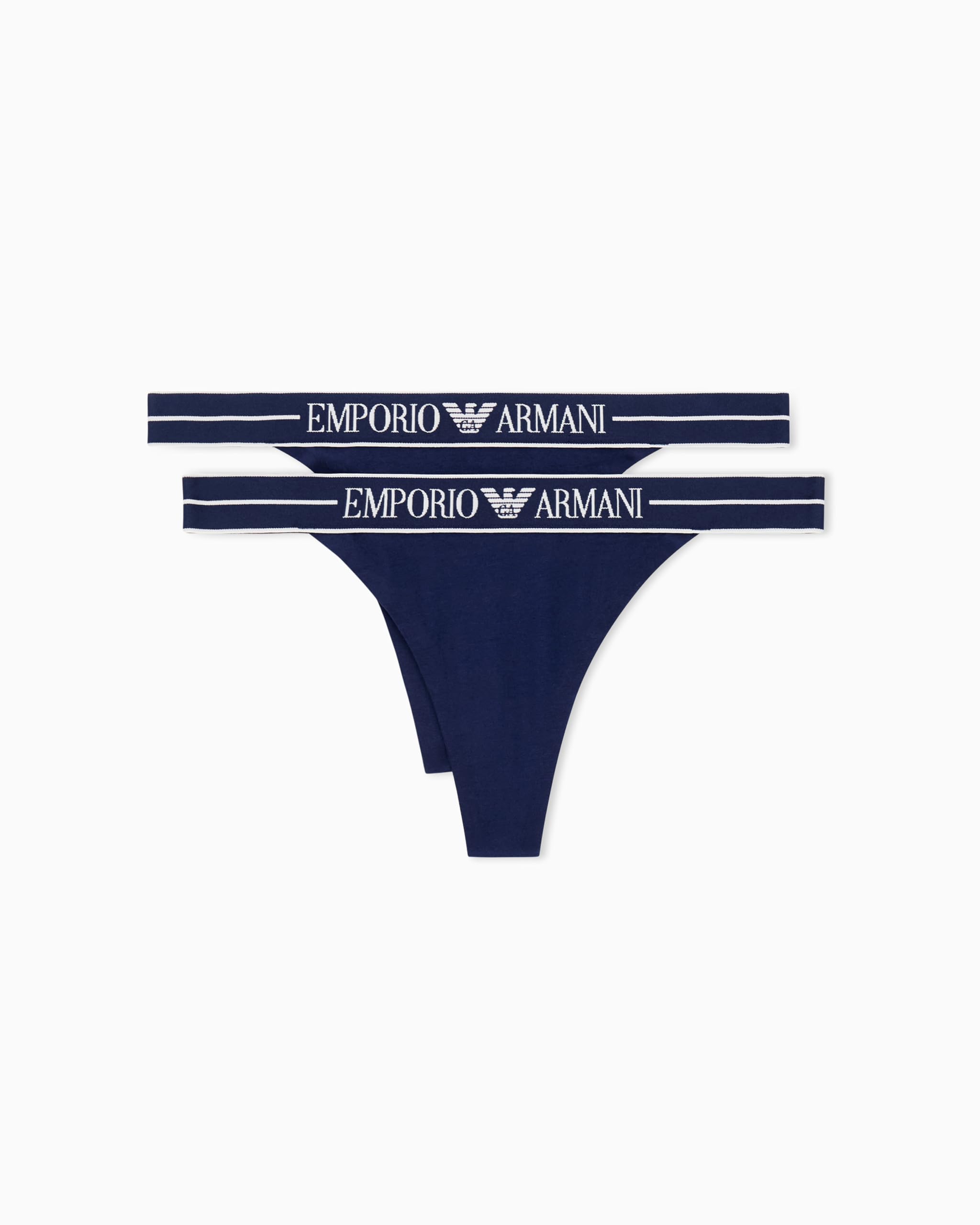 Emporio Armani Woman's Everyday Cotton 2-Pack T-Thong Blue XS
