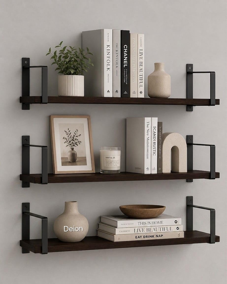 Deion Wall Mounted Bookshelf for Living Room & Bedroom | Wooden Wall Shelf for Books | Floating Wall Bookshelf | Book Shelf Wooden Wall Mounted | Decorative Wall Shelf Rack (Brown, 19X6X6)-image-27