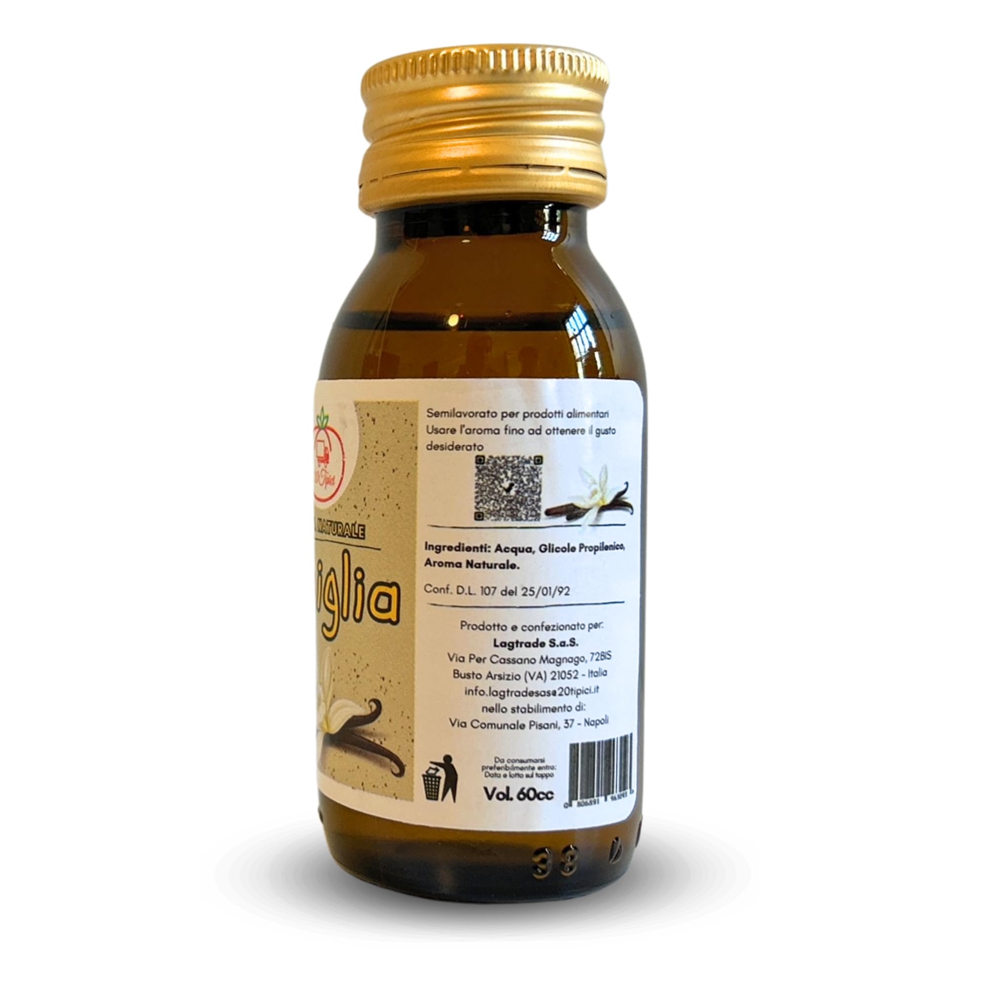 20Tipici® Aroma Naturale 60ml - Aroma Naturale Vaniglia - Ideale Per Creme, Pan di Spagna, Dolci, Biscotti - Pastiera Napoletana - Pasqua 2025(Vaniglia)
