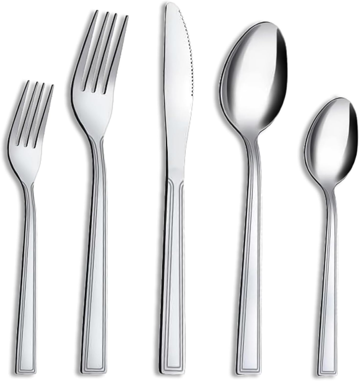 Hunnycook 30-Piece Silverware Set - Flatware Stainless Steel Silverware Set for 6, Include Spoons and Forks Set, Mirror Polished, Dishwasher Safe, Cutlery Set for Home Kitchen Restaurant Hotel