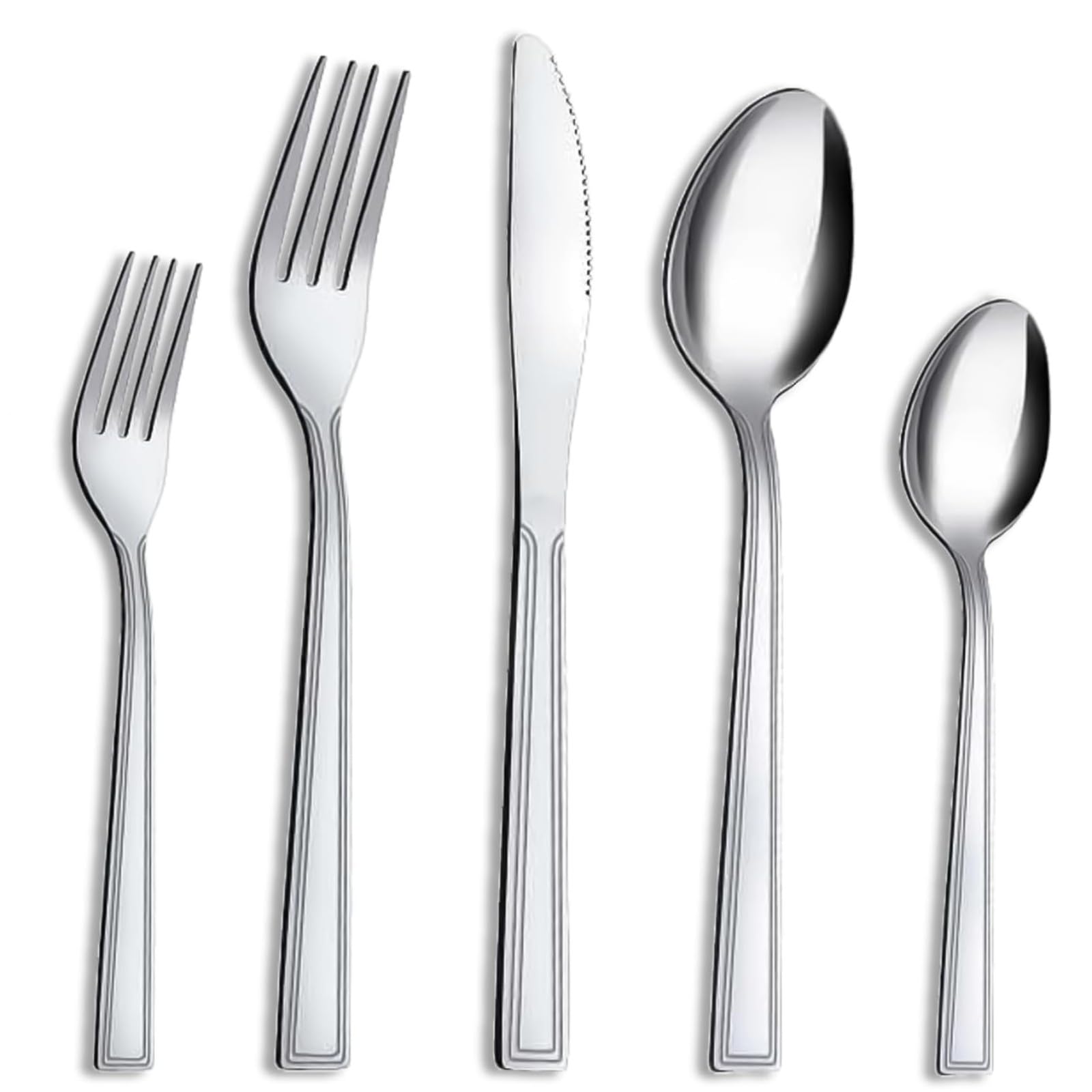 30-Piece Silverware Set - 6 Stainless Steel Silverware Flatware Set, Include Spoons and Forks Set, Mirror Polished, Dishwasher Safe, Cutlery Set for Home Kitchen Restaurant Hotel